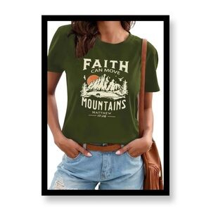 ‼️‼️Clearance-Faith & Mountain Print T-shirt